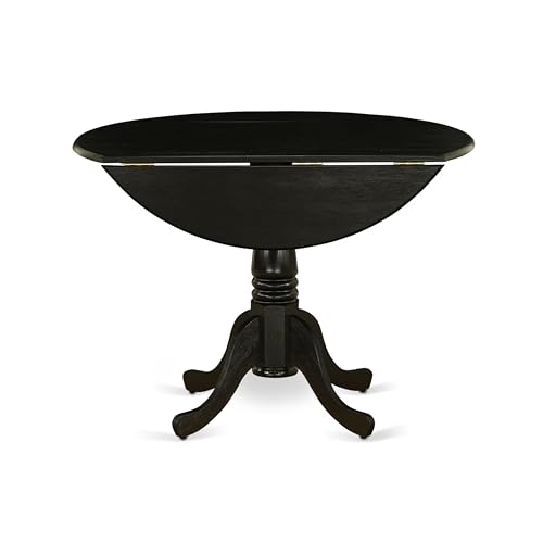 East West Furniture Dublin Traditional Rubber Wood Dining Table in Black