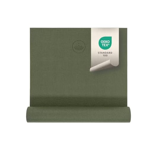Lotuscrafts yogamatta Mudra Studio XL [5 mm tjocklek] - vänlig mot huden och testad mot skadliga ämnen - för nybörjare och avancerade utövarare - professionell matta för yoga, pilates, sport och träning (Oil Green)