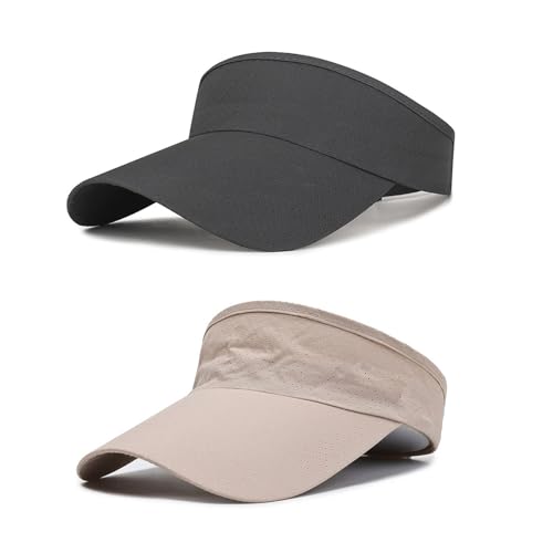 FOUNSHO 2 Pièces Visières de Pare Soleil Femme Homme, Visor Protection été Anti-Soleil Maille Chapeau Visières Séchage Rapide Sport Cap pour Golf Tennis (FR/ES,...