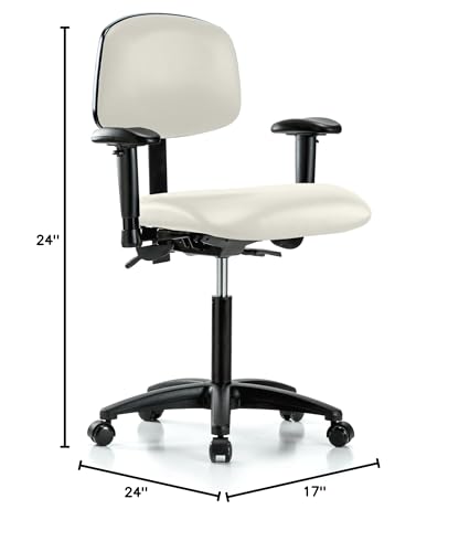 Image of Perch Multi-Task Office Chair with Adjustable Armrests | Medium Bench Height 20-27 inch | Off-White Vinyl