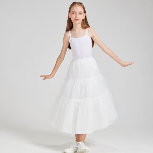 Long Hoopless Crinoline Underskirt Slips Petticoat Skirt for Girls Under Flower Dress JP013