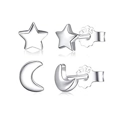 2 Pairs Moon Star / silver