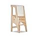 Bianconiglio Kids EVO 2020 KIDSAFE Learning tower Montessori con sistema di sicurezza brevettato KIDSAFE con doppia verniciatura lavabile Trasparente, regolabile in 3 posizioni