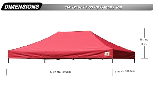 Image of ABCCANOPY Replacement Canopy Top for Pop Up Canopy Tent 10x15 Burgundy