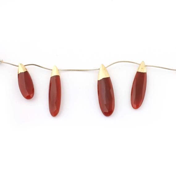 Perles de calcédoine marron en forme de poire allongée LKBEADS pour création de bijoux