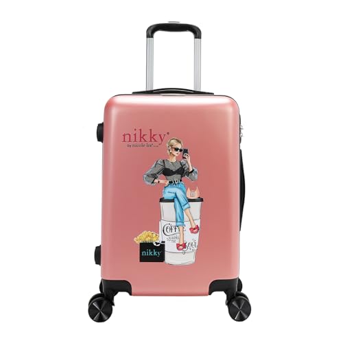 Nicole Lee Nikky 21-Inch Hardcase Luggage, 360° Spinner Wheels, TSA-compliant Lock (URBAN COFFEE DREAM)