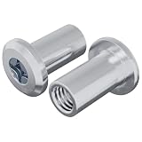 Sicherungsmutter M6 x 25 mm 2 Stück, Stoppmutter aus Stahl Silber, Selbstsichernde Mutter für Möbelbau und Maschinenbau
