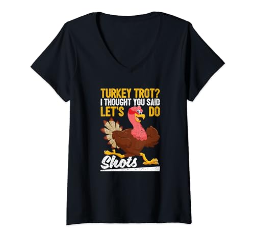 Turkey Trot Funny Thanksgiving 5k Race Run Dinner Calorías Camiseta Cuello V