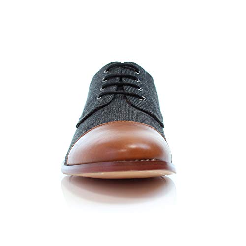 Image of Polar Fox Men's Classic Floral Derby Dress Shoes | Lace-Up Oxford Derby Collection | Derby Fashion Dress Shoes