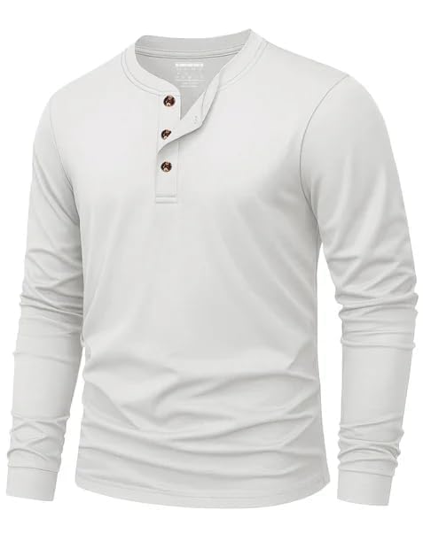 KEFITEVD Magliette Uomo Henley Maglia Manica Lunga Uomo Cotone Basica T-Shirt con 3 Bottoni