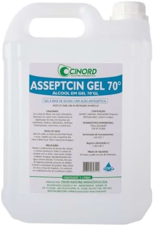 Asseptcin Álcool em Gel 70%, 5 Litros