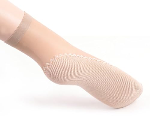 Image of Women's 20 Pairs Silky Anti-Slip Cotton Sole Sheer Ankle High Socks