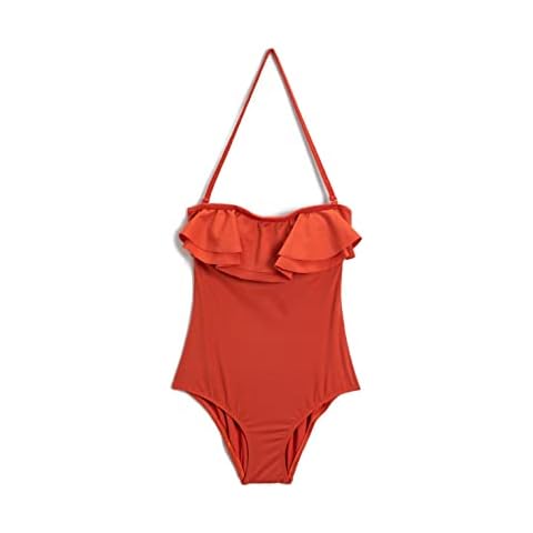 Koton Women's Halterneck Ruffle Swim Suit Trunks, Cinnamon (TRC), 8 Cover
