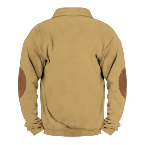 FONMA Camo Quarter Zip Long Sleeve Shirts for Men Winter Sweater Pull Over Sweaters with Pockets Small Beige 3Xl2