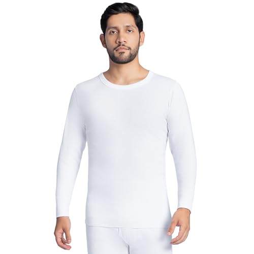 Indera Men's Cotton Rib Knit Thermals Underwear Crew Top, White, Large Tall
