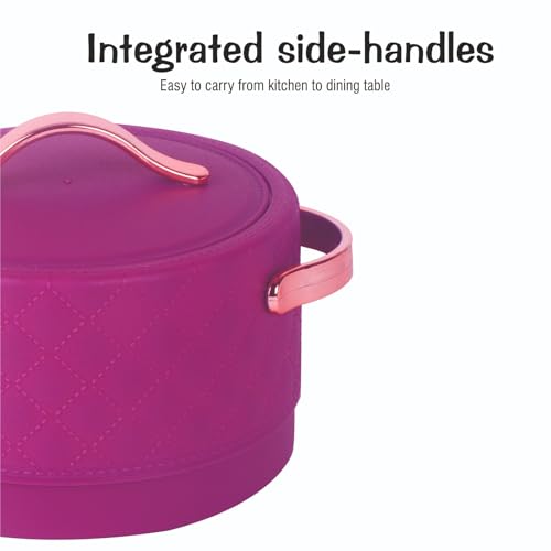 Image of Thavor Stainless Steel 2000Ml Casserole|Advanced Pu Insulation|Elegant Design Insulation|Keeps Food Hot&Fresh For Long Hrs|Chapati,Roti,And More (Brown)