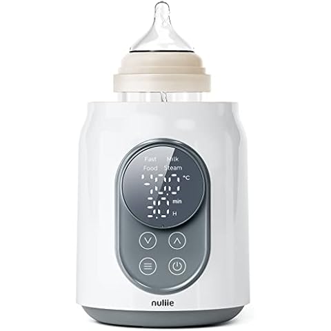 Baby Bottle Warmer, Nuliie 5-in-1 Fast Bottle Warmer for Breastmilk or Formula with Digital Timer LCD Display Smart Temperature Control and Automatic Shut-Off Cover