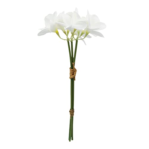 Flor de Plumeria Artificial, 3 vapores 9 Piezas de látex Falso Ramo de Flores Hawaii Lei Frangipani, con Tallo Largo para Boda,decoración de Oficina en casa (Azul y Blanco)