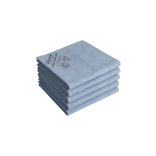 Vileda Professional, Bayeta r MicronQuick, Azul, 5u, Microfibra Ultrafina reciclada, Elimina 99,99% bacterias y Virus BCoV, 400 Lavados, Secado sin rastros, Tecnología Egolon