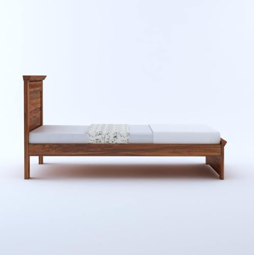 Image of Ganpati Arts Solid Sheesham Wood Armania Single Size Bed Without Storage for Bedroom Living Room | Wooden Palang for Home and Hotel (Natural Finish)