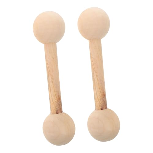 ifundom 2 Piezas Juguete con Mancuernas de Madera Juguete de Madera con Mancuernas para bebé Gimnasio de Pesas para pequeños mancuerna para Mancuernas para Beige