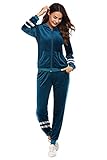 HOTOUCH Women's 2 Piece Tracksuit Set Long Sleeve Zip Up Hoodie & Jogger Pants Sets Warm Velour Leisure Suits for Women