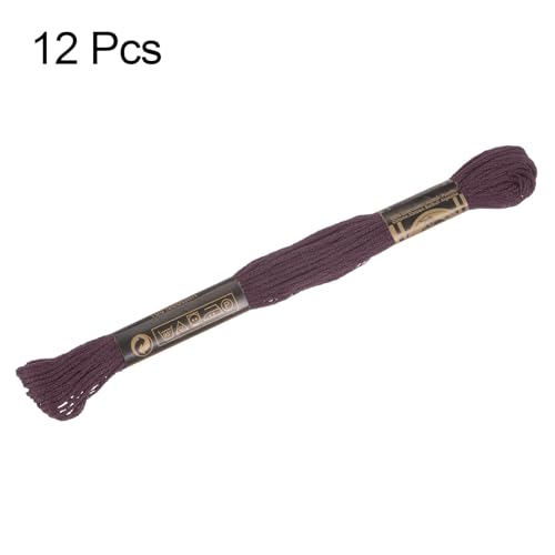 Image of HARFINGTON 12 Skeins Embroidery Floss 8.75yds(8m) Egyptian Long-Staple Cotton Cross Stitch Thread for Sewing DIY Bracelet Yarn String and Crafts, Deep Brown(6009)