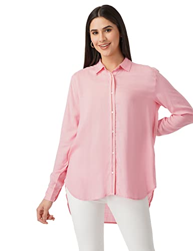 FYLTR Women's Full Sleeves Casual Collar Top -Lightweight, Soft Handfeel (Boss Rose, M)