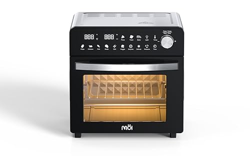 Image of MOI 1500W Air Fryer Toaster Oven Combo | Convection Toaster Ovens Countertop with 12 Presets, Digital Display, Dual Heating, Rotisserie & Dehydrate Function for Baking & Frying
