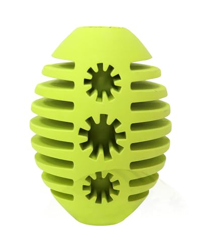 Deeow Natural Rubber Rugby Ball Dog Toy - Interactive Fetching & Chewing Puppy Toys, Slow Feeder Treat Dispenser Pet Toy, Teething Relief Toy with Banana Scent for Aggressive Chewers