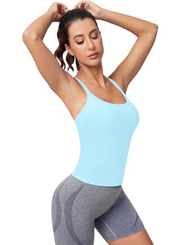 Image of MathCat Workout Tank Tops for Women with Built in Bra, Sleeveless Gym Tops Seamless Racerback Athletic Yoga Shirts