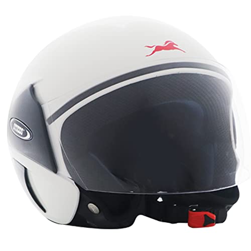 Image of TVS Half Face Helmet for Men and Women, Glossy White, Size L, ISI and DOT Certified