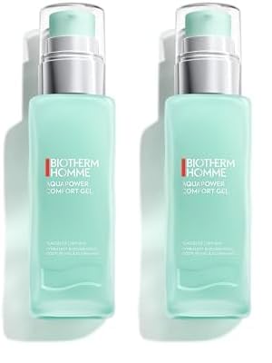 Biotherm Homme Aquapower Comfort Gel, mit Thermalplankton und Oligo-Mineralien, erfrischendes Gesichtsgel für Männer, für intensiv gepflegte Haut, 75 ml (Packung mit 2)