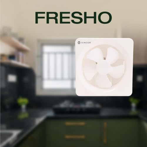 Image of SINGER Fresho N 250mm Energy Efficient Exhaust fan for Kitchen, Bathroom | Turbo Spin 1300 RPM, High Suction With Low Noise | High Speed, Powerful Motor, 100% Copper, 2 Yrs Warranty【White】