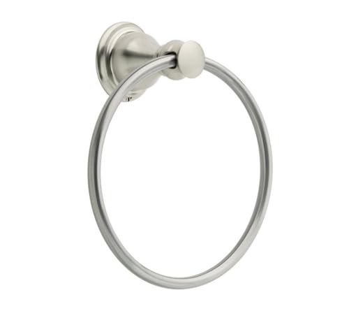 DELTA FAUCET AUB46-SN Aubrey Wall Mount Round Closed Towel Ring Bath Hardware Accessory in Brushed Nickel