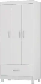 Guarda Roupas Solteiro 3 Portas 1 Gaveta Prince Demóbile (Branco)