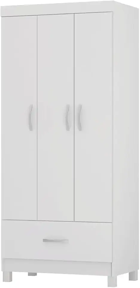 Guarda Roupas Solteiro 3 Portas 1 Gaveta Prince Demóbile (Branco)