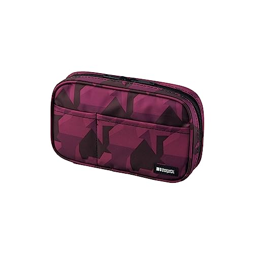 Image of LIHIT LAB Large Capacity Zipper Pencil Case For School Office College, Big Capacity 4 Compartments Pencil Bag Holder Adults Teen Boys Girls, Travel Cosmetics Storage, Maroon Camo (A7551-133)