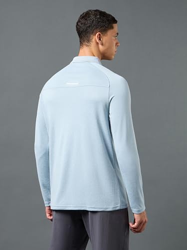 Image of TECHNOSPORT Mens Slim Fit Self-Design Full Sleeve Polo T-Shirt with Double Cool, SPF50+ Proerties for Gym, Workout and Regular Use