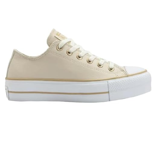 Tênis Converse All Star Chuck Taylor Plataforma Cano Baixo Couro Sintético Feminino (Bege, BR, Adulto, Numérico, 35)
