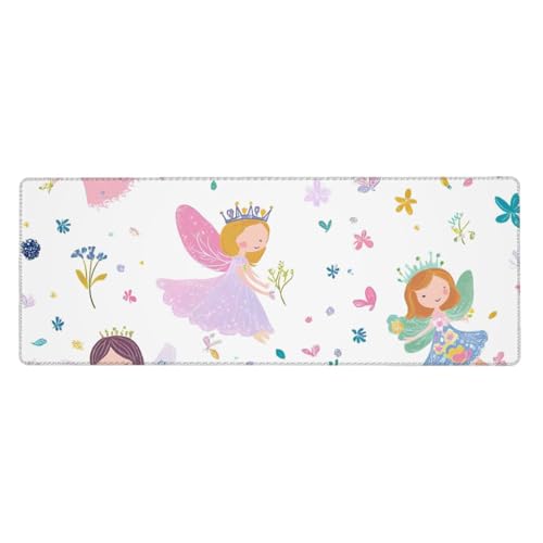 Tapis de souris de jeu fée 80x30 cm avec base en caoutchouc antidérapant pour bureau