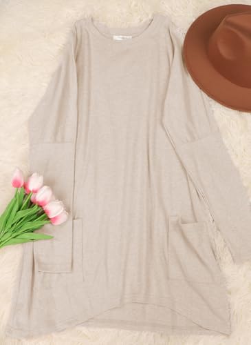 Naggoo Womens Long Sleeve Tunic Tops with Pockets for Leggings Casual Long T Shirts Floral Print Blouses