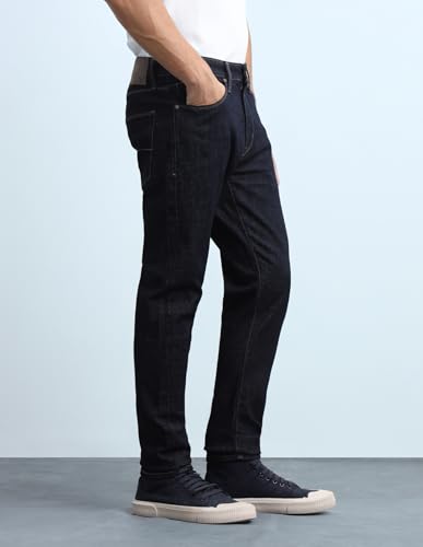 Image of Flying Machine Men's Slim Tapered Fit Jeans| Solid | Mid Rise | Stretchable | Jeans for Man