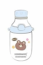 Signoraware Dovey Kids BPA Free Plastic Bottle with Straw For kids | Leakproof Locking Lid | One Click Open | Adjustable Hanging Strap | Ideal for School, Picnic & Everyday use (450ml | Blue)