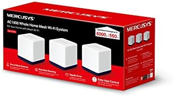 Mercusys AC1900 Whole Home Mesh Wi-Fi System, Coverage up to 6,000 ft² (550 m²), Connect over 100 Devices, Full Gigabit Ports, Dual Band Wi-Fi, Easy App Control, Halo H50G(3-pack)