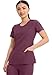 Cherokee Infinity Scrubs for Women Round Neck Scrub Top with 3 Pockets & 360° Stretch 2624A, S, Wine