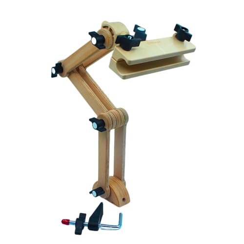 Image of Nurge Adjustable Table Clamp Embroidery Stand with 2-in-1 Snap Head - Universal Wide-Mouth Holder for Snap Frames & Hoops, 3 Joints, 19.68 inch Max Reach - Hands-Free Desk Crafting Tool