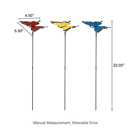 Glitzhome 3 Sets Metal Butterfly Yard Stakes, 22" H Lifelike Fluttering Butterflies Yard Stake Decorative Garden Ornament For Indoor Or Outdoor Spring Garden Decoration #TOP1