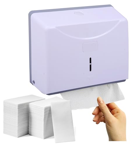 Eco Care Wall Mounted Bathroom Tissue Towel Dispenser C-Fold/Multi-fold Hand Towel Holder With Pre Filled 300 Multifold Interfold Paper Napkins White