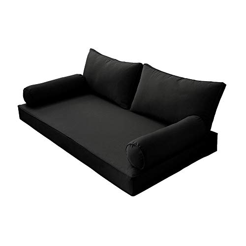 Prolinemax Style 2 - Mattress & Pillow Bolster Cushion for Outdoor Indoor Daybed Porch Swing Bed Piped Trim Crib Size AD109 | Covers ONLY |